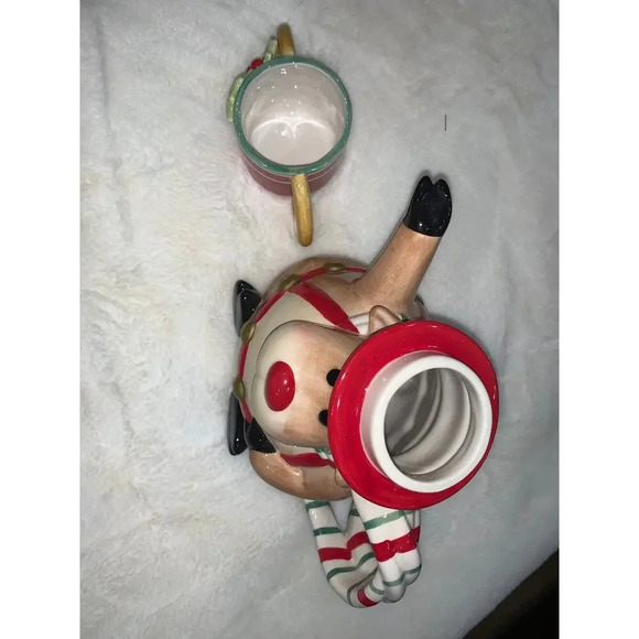NEW IN BOX Fitz & Floyd Reindeer Cocoa Pot Teapot Christmas Festive Decor 9" - Picture 6 of 8